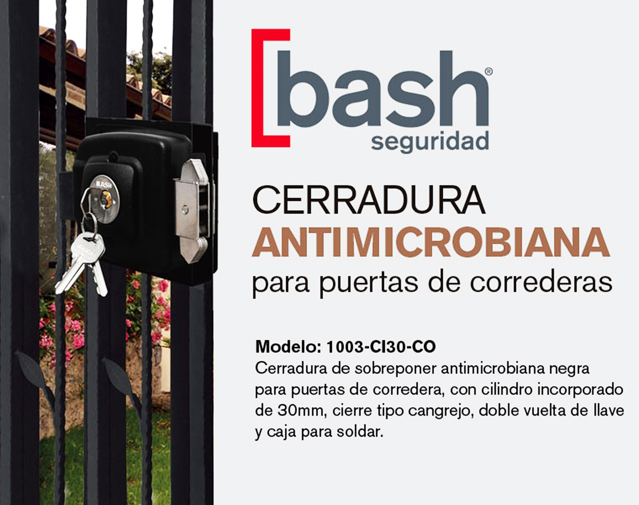 BASH presenta la CERRADURA ANTIMICROBIANA para puertas de correderas.