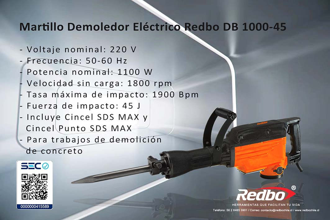 Martillo Demoledor Eléctrico DB 1000-45 SDS MAX
