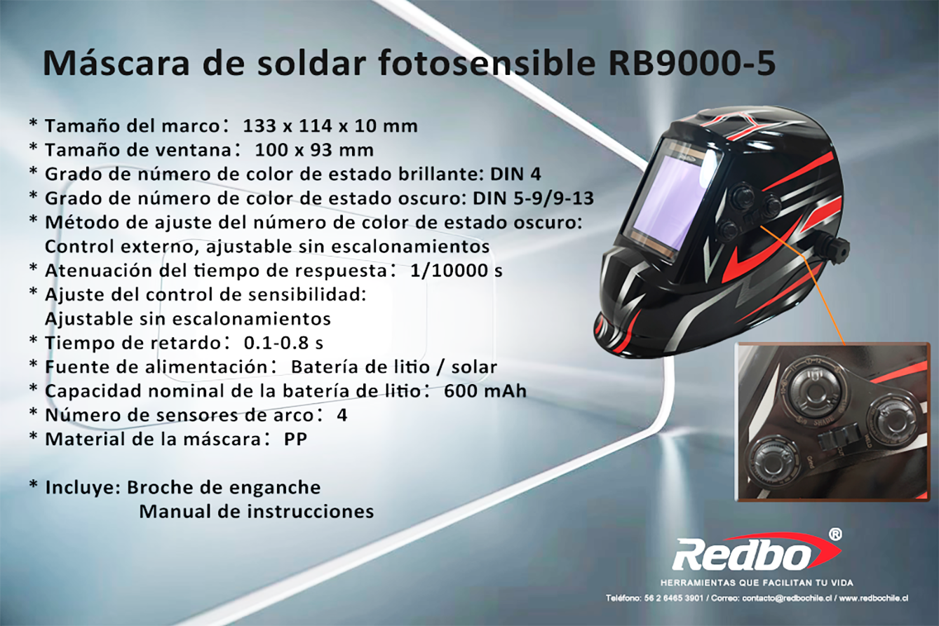 MÁSCARA DE SOLDAR FOTOSENSIBLE RB9000-5